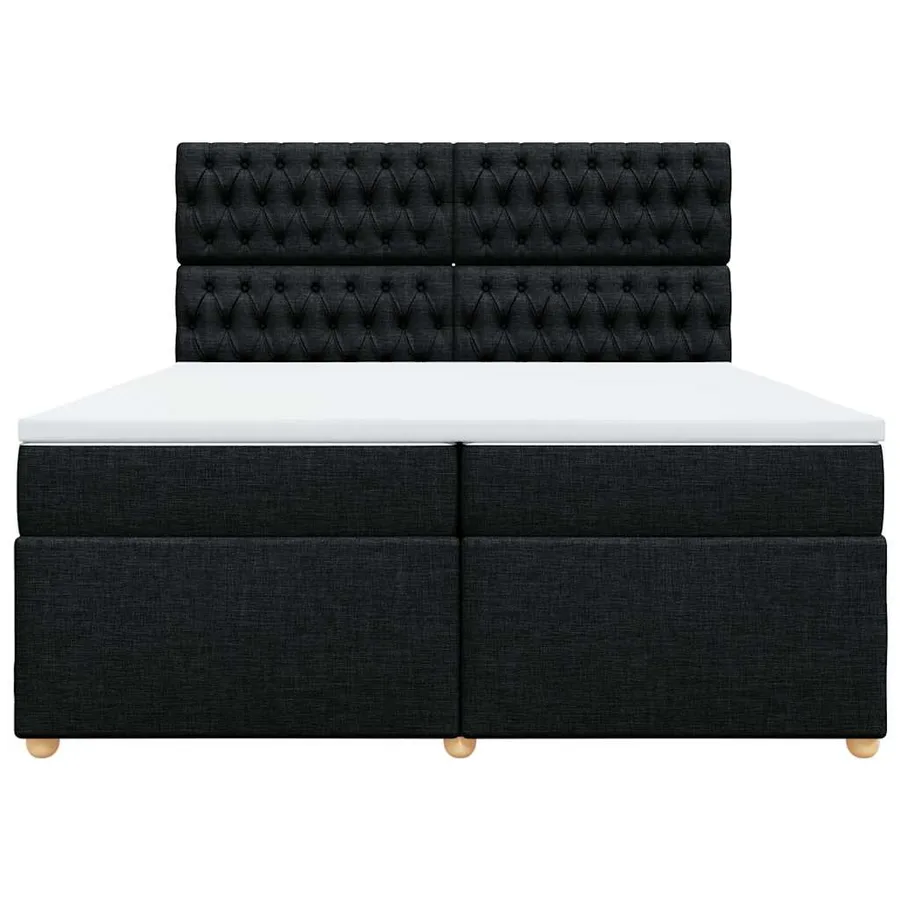 Sommier à lattes de lit avec matelas Noir 200x200 cm Tissu - 6