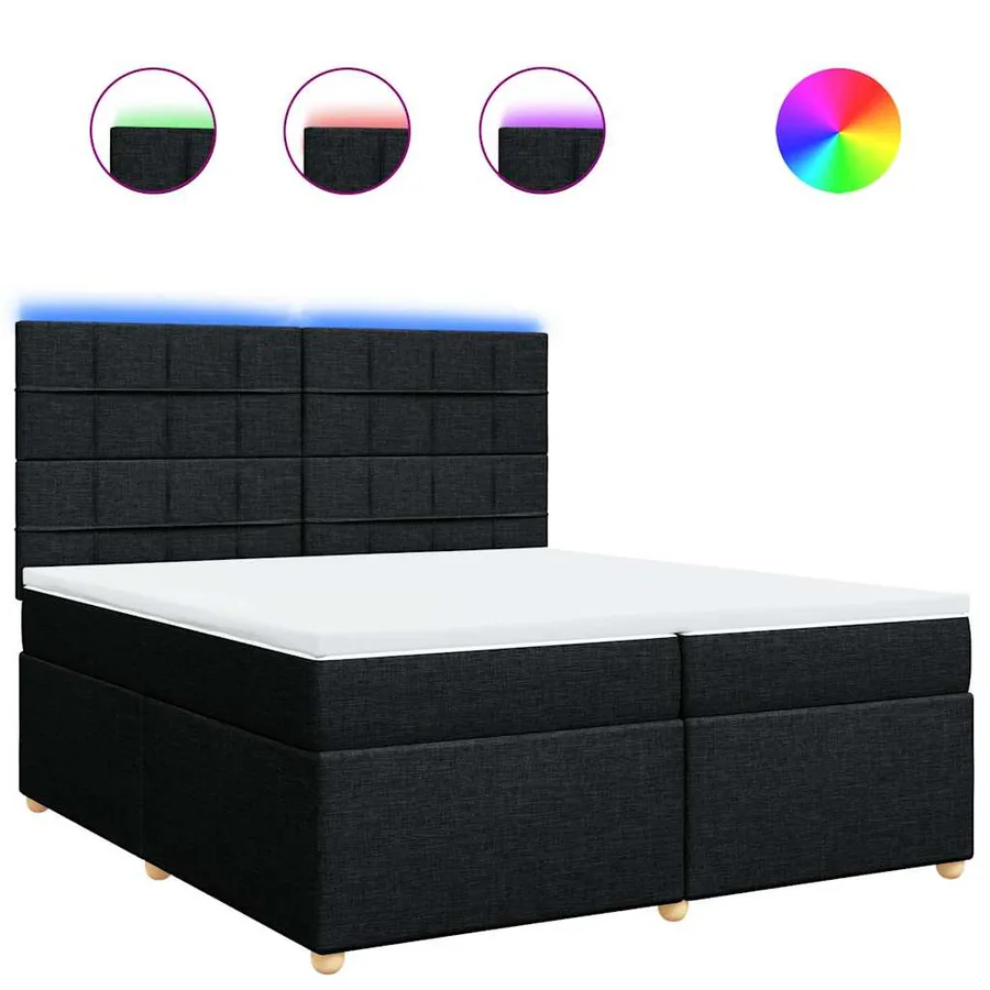 Sommier à lattes de lit avec matelas Noir 200x200 cm Tissu - 2