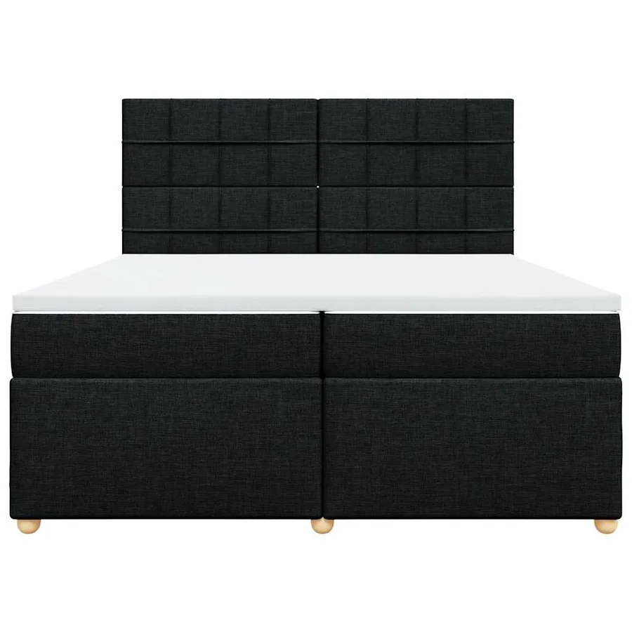 Sommier à lattes de lit avec matelas Noir 200x200 cm Tissu - 6