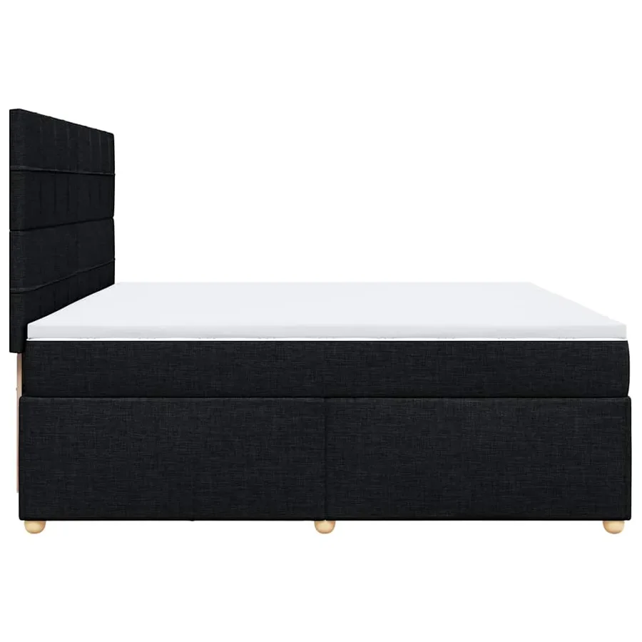 Sommier à lattes de lit avec matelas Noir 200x200 cm Tissu - 7