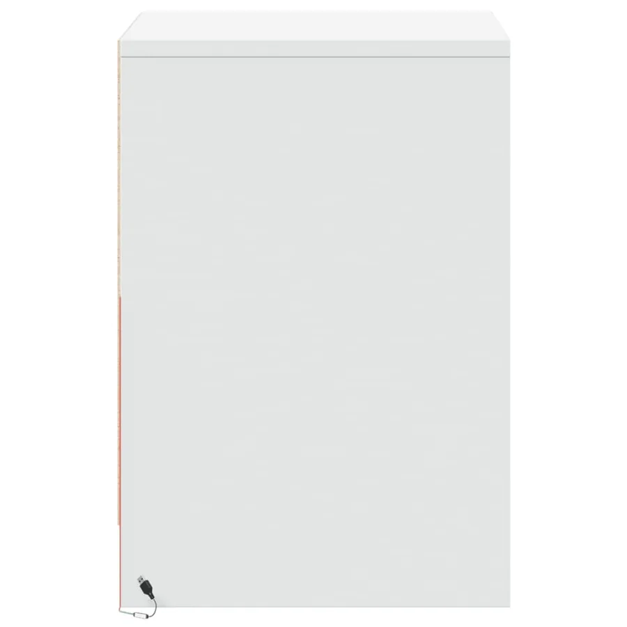 Armoires de chevet et lumières LED 2pcs blanc bois d'ingénierie - 7