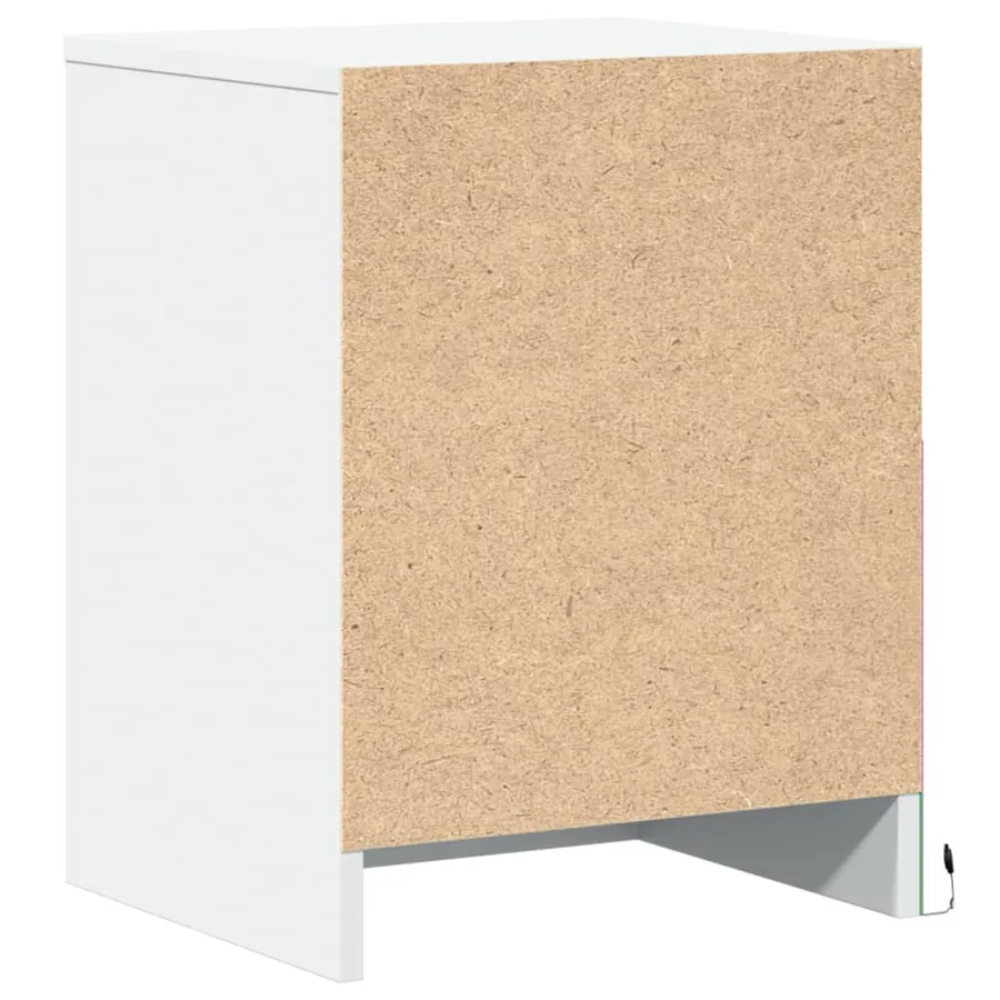 Armoires de chevet et lumières LED 2pcs blanc bois d'ingénierie - 8