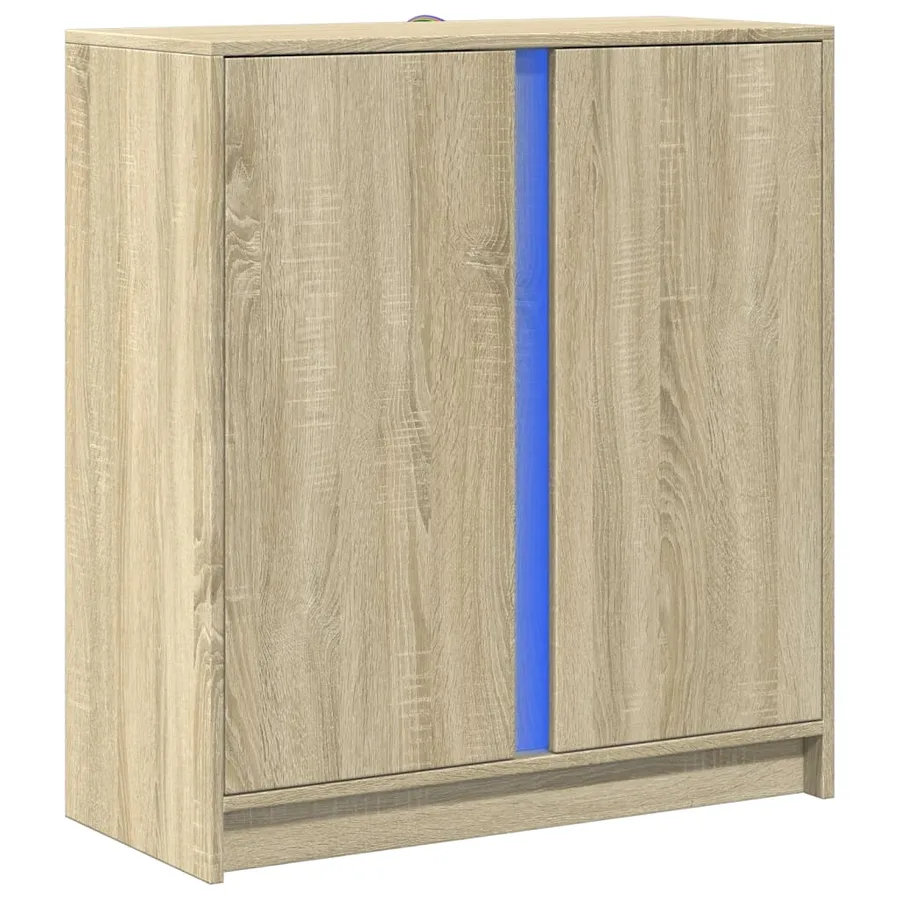 Buffet avec LED chêne sonoma 77x34x85 cm bois d'ingénierie - 3