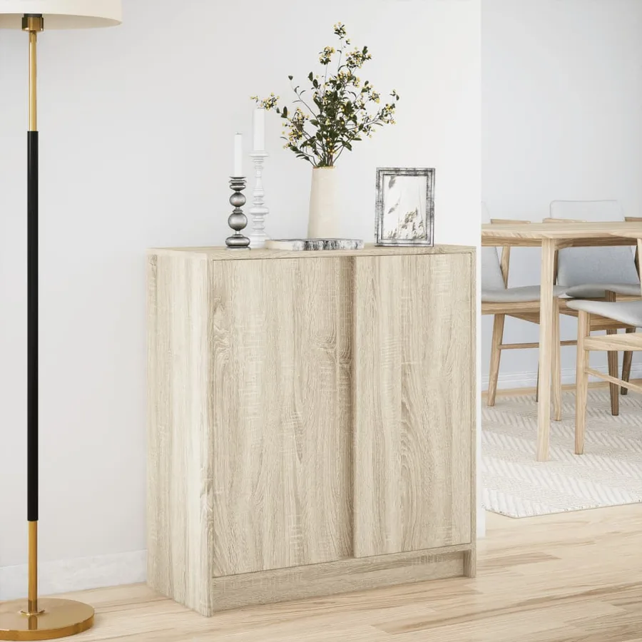 Buffet avec LED chêne sonoma 77x34x85 cm bois d'ingénierie - 4
