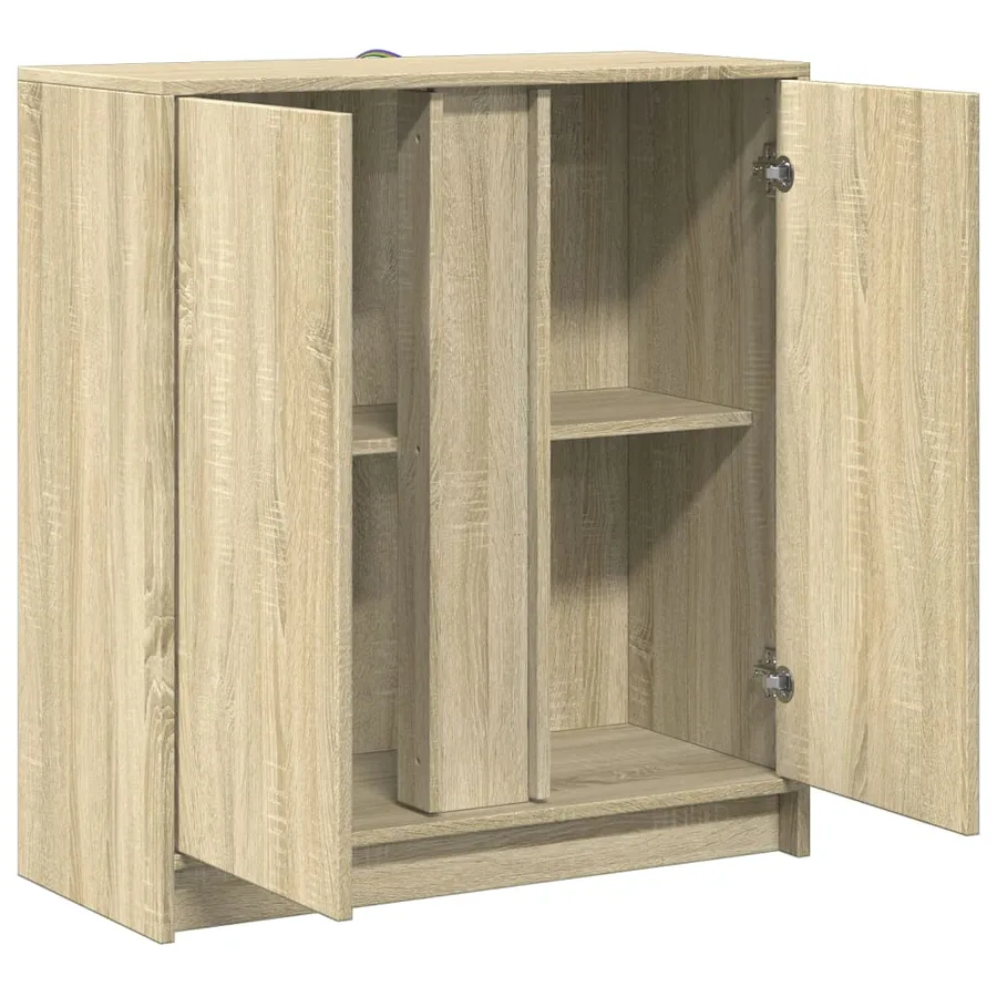 Buffet avec LED chêne sonoma 77x34x85 cm bois d'ingénierie - 7