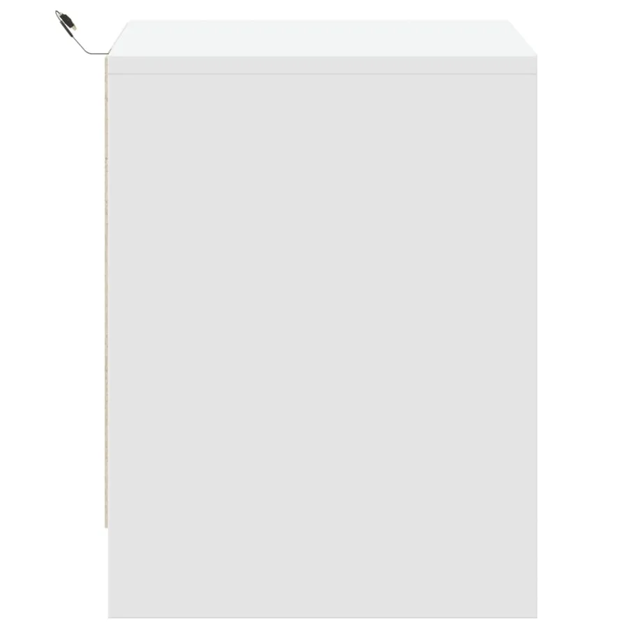 Armoires de chevet et lumières LED 2pcs blanc bois d'ingénierie - 7
