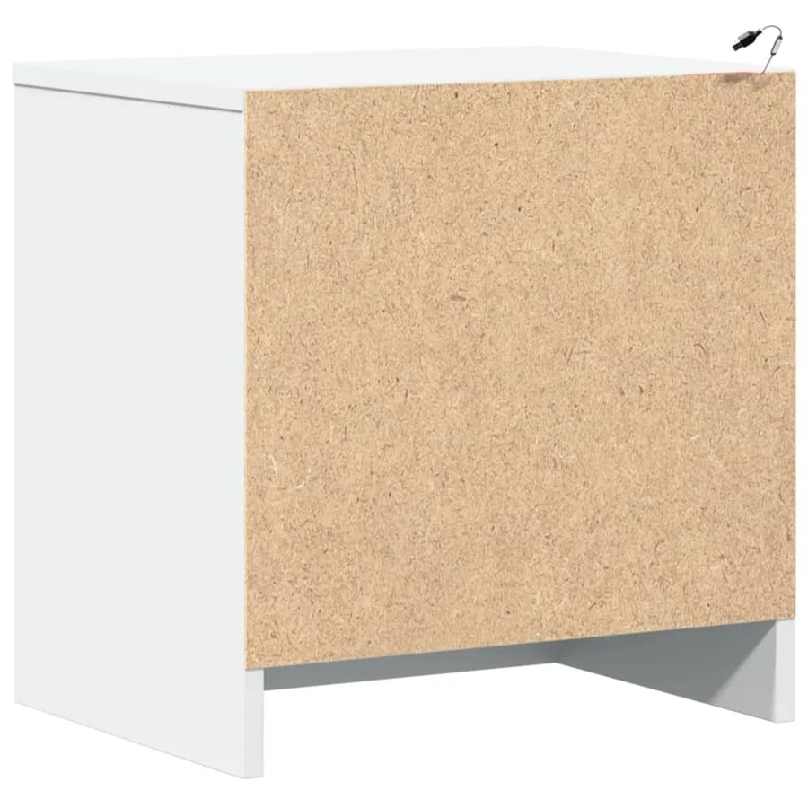 Armoires de chevet et lumières LED 2pcs blanc bois d'ingénierie - 8
