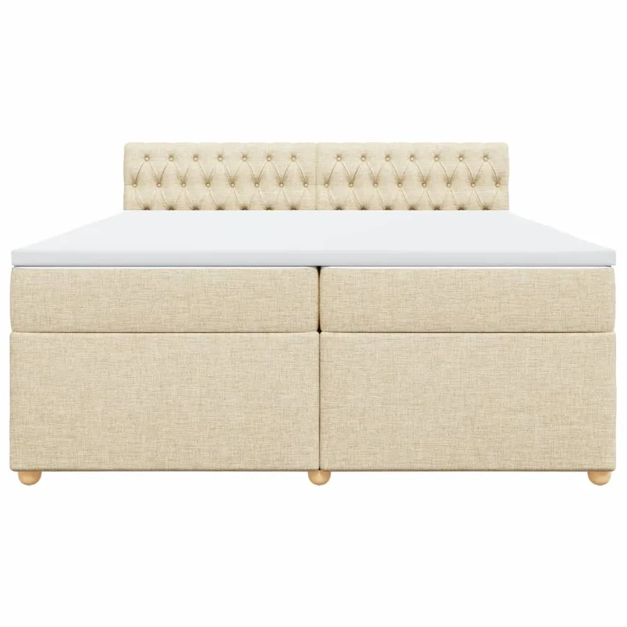 Sommier à lattes de lit avec matelas Crème 200x200 cm Tissu - 4