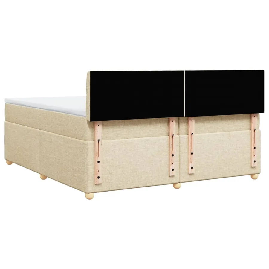 Sommier à lattes de lit avec matelas Crème 200x200 cm Tissu - 6