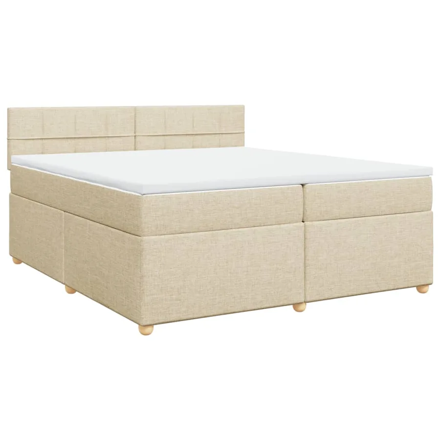 Sommier à lattes de lit avec matelas Crème 200x200 cm Tissu - 2