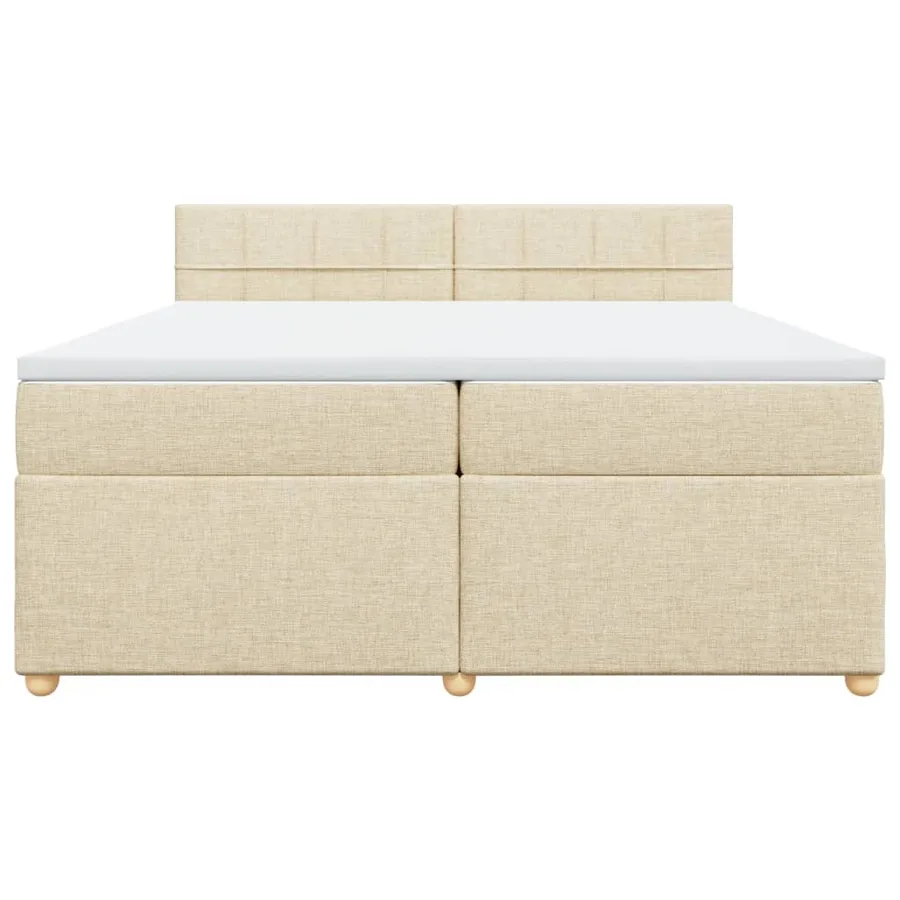 Sommier à lattes de lit avec matelas Crème 200x200 cm Tissu - 4