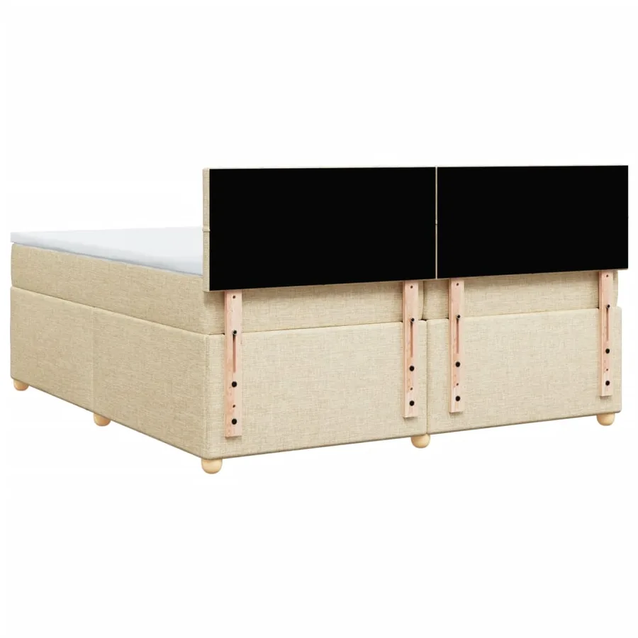 Sommier à lattes de lit avec matelas Crème 200x200 cm Tissu - 6