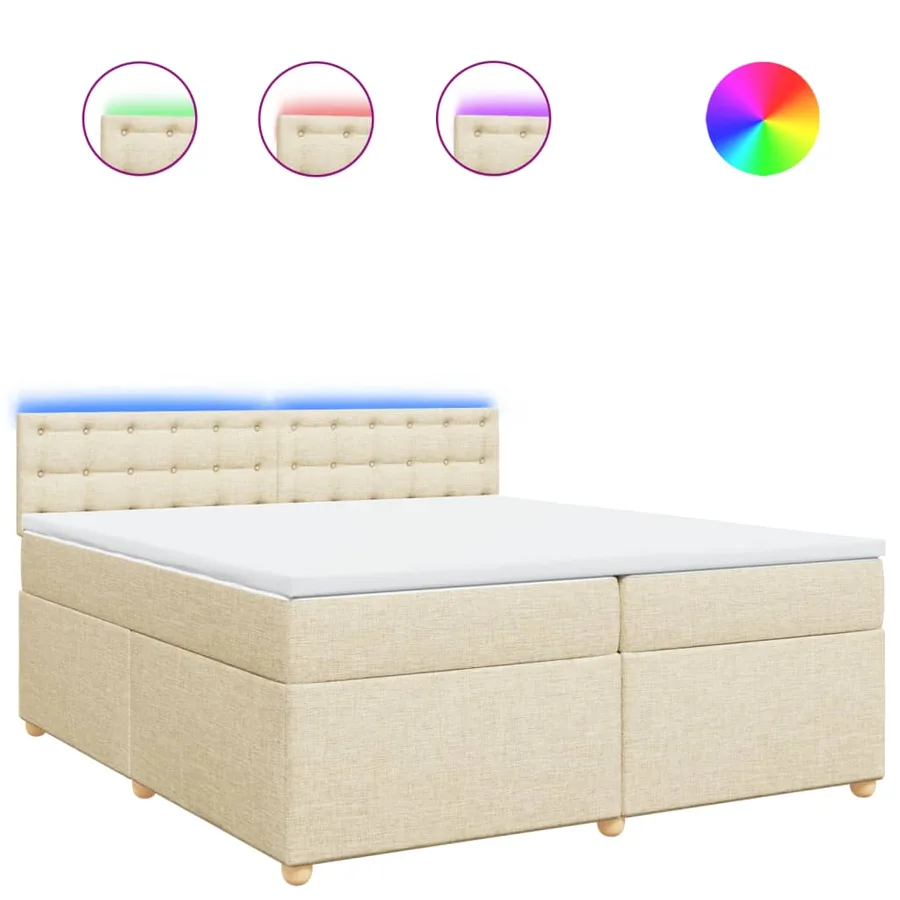 Sommier à lattes de lit avec matelas Crème 200x200 cm Tissu - 2