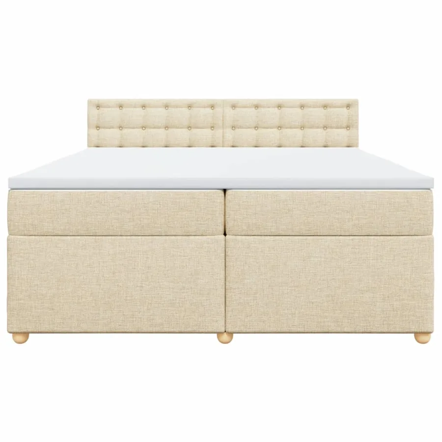 Sommier à lattes de lit avec matelas Crème 200x200 cm Tissu - 6