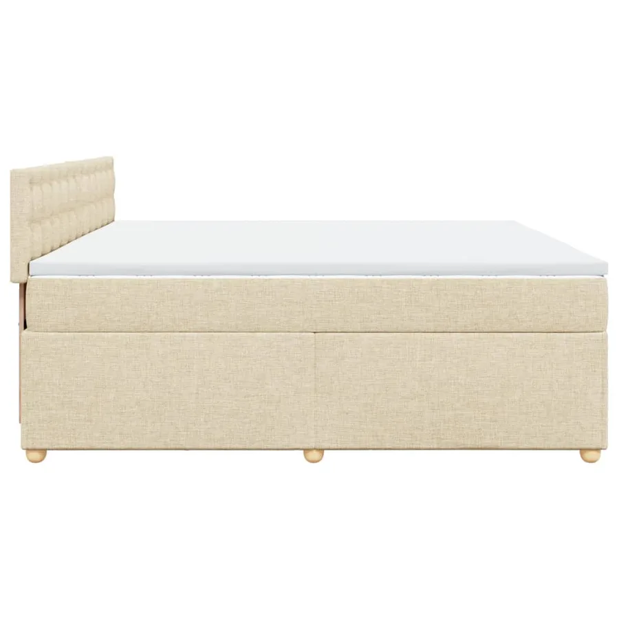 Sommier à lattes de lit avec matelas Crème 200x200 cm Tissu - 7