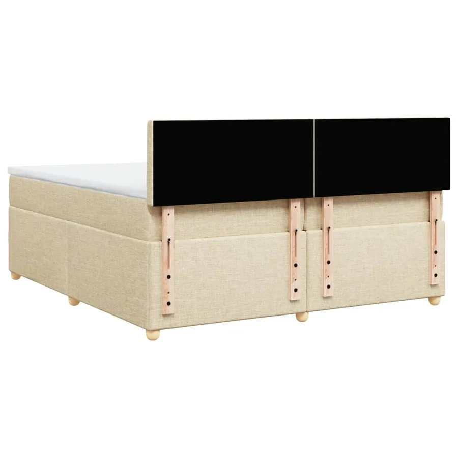 Sommier à lattes de lit avec matelas Crème 200x200 cm Tissu - 8