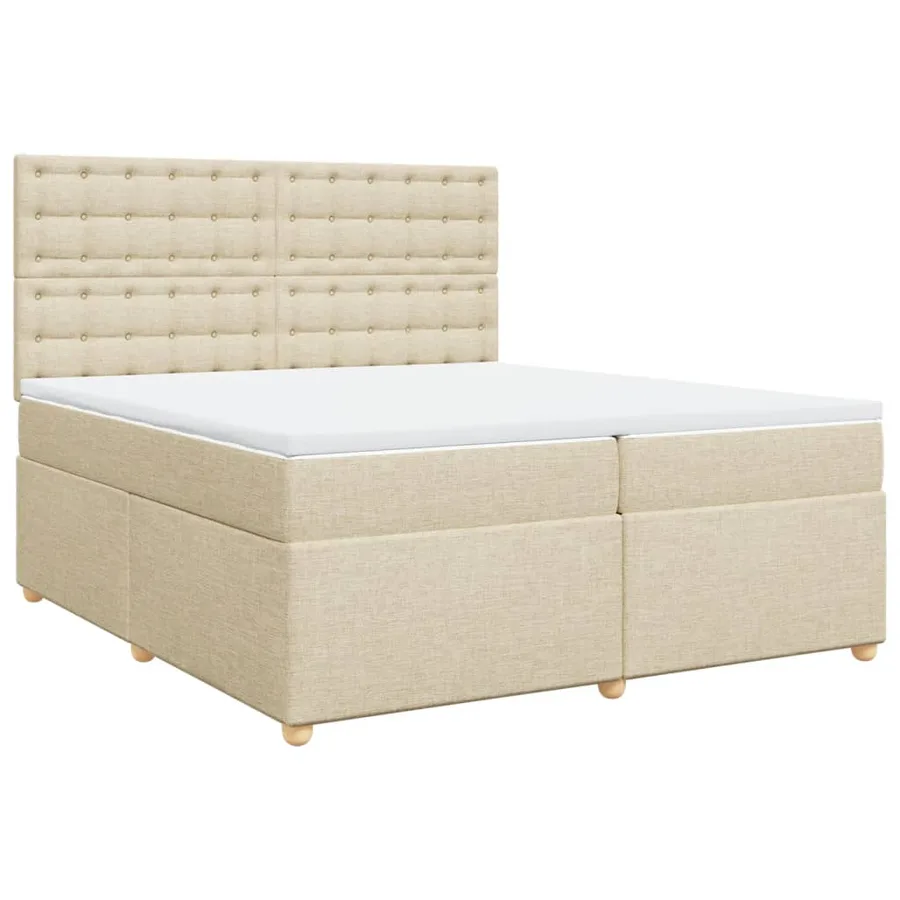 Sommier à lattes de lit avec matelas Crème 200x200 cm Tissu - 2