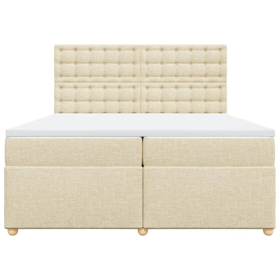 Sommier à lattes de lit avec matelas Crème 200x200 cm Tissu - 4