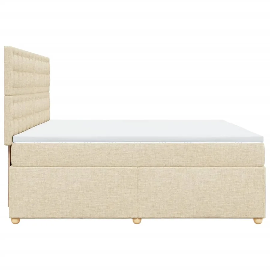 Sommier à lattes de lit avec matelas Crème 200x200 cm Tissu - 5
