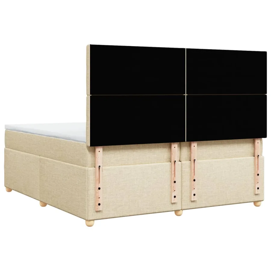 Sommier à lattes de lit avec matelas Crème 200x200 cm Tissu - 6
