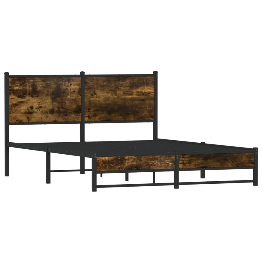 Cadre de lit en métal sans matelas chêne fumé 140x200 cm - 3