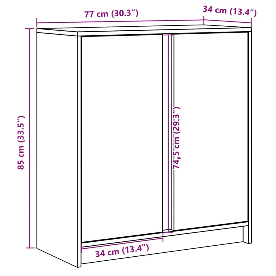 Buffet avec LED blanc 77x34x85 cm bois d'ingénierie - 14