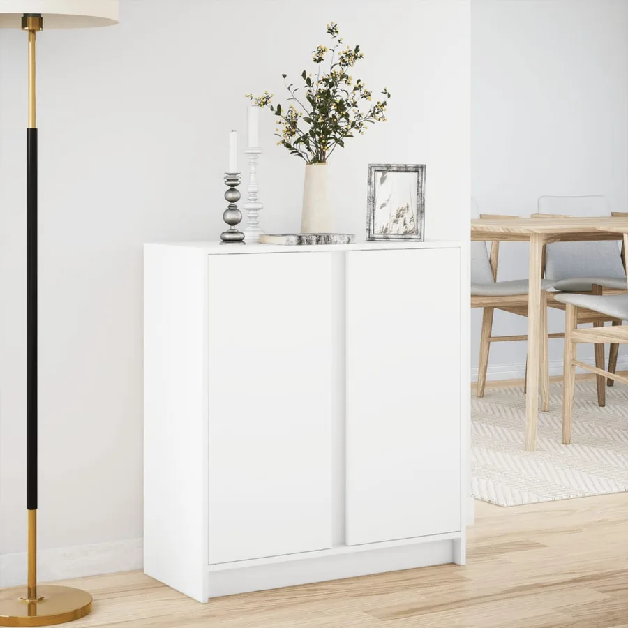 Buffet avec LED blanc 77x34x85 cm bois d'ingénierie - 4