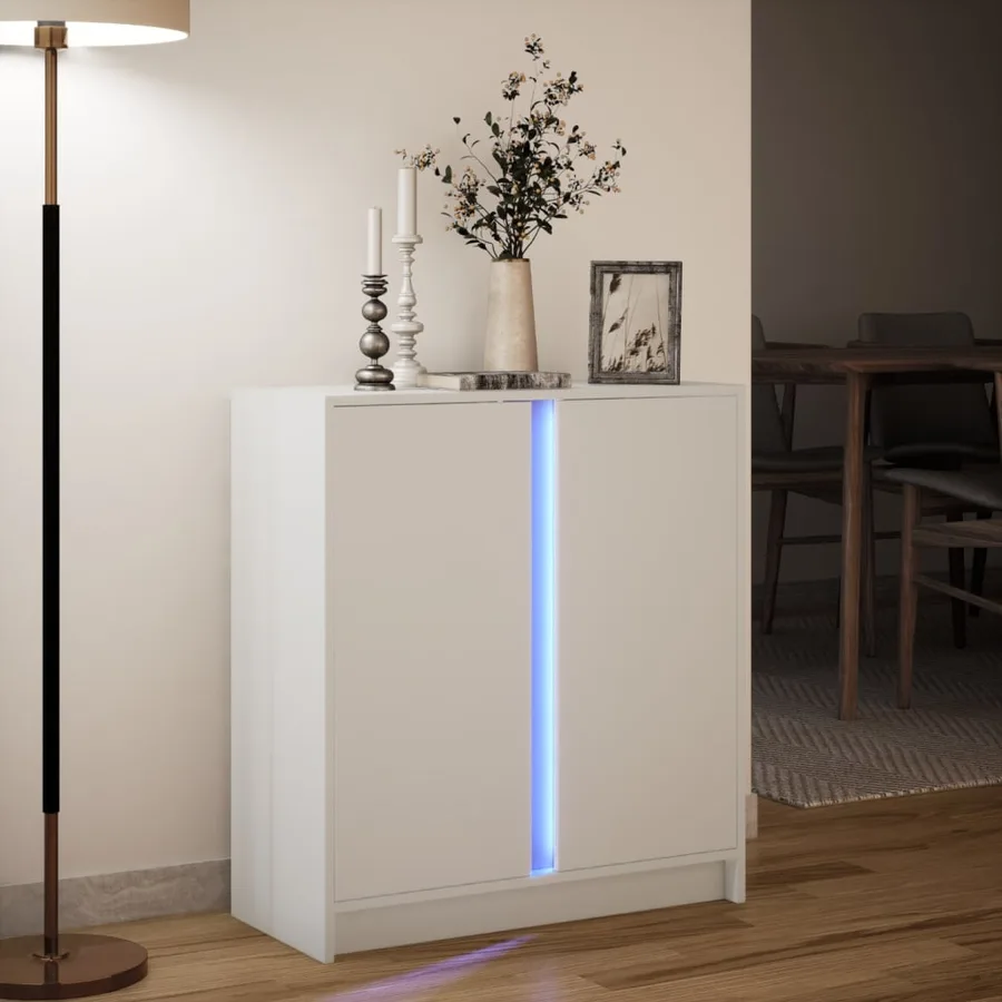 Buffet avec LED blanc 77x34x85 cm bois d'ingénierie - 5