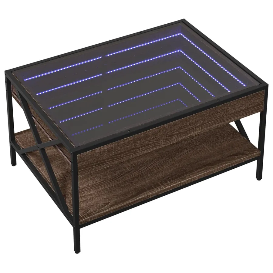 Table basse avec LED infini chêne marron 70x50x38 cm - 3