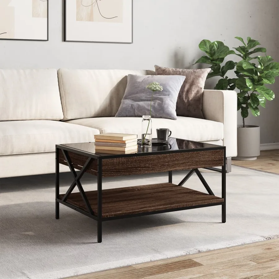 Table basse avec LED infini chêne marron 70x50x38 cm - 4