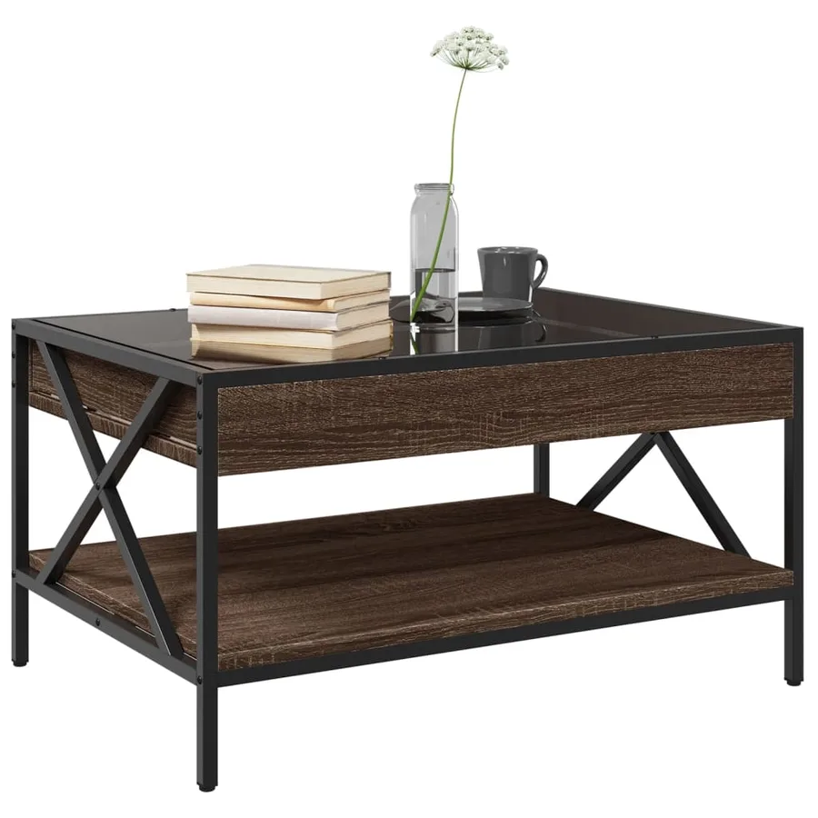 Table basse avec LED infini chêne marron 70x50x38 cm - 5