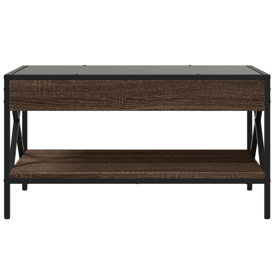Table basse avec LED infini chêne marron 70x50x38 cm - 6