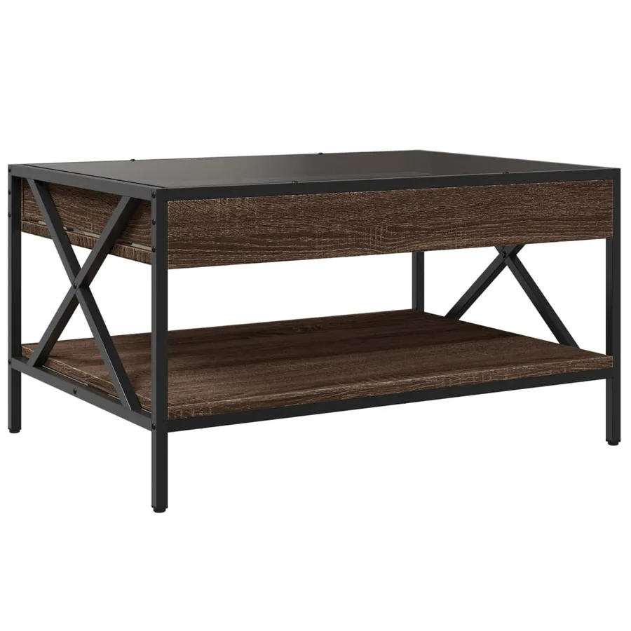 Table basse avec LED infini chêne marron 70x50x38 cm - 8