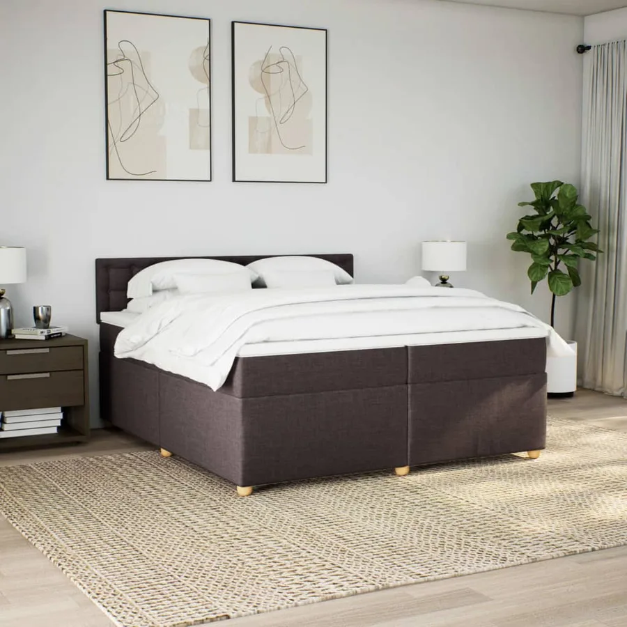Sommier à lattes de lit avec matelas Marron foncé 200x200 cm - 4
