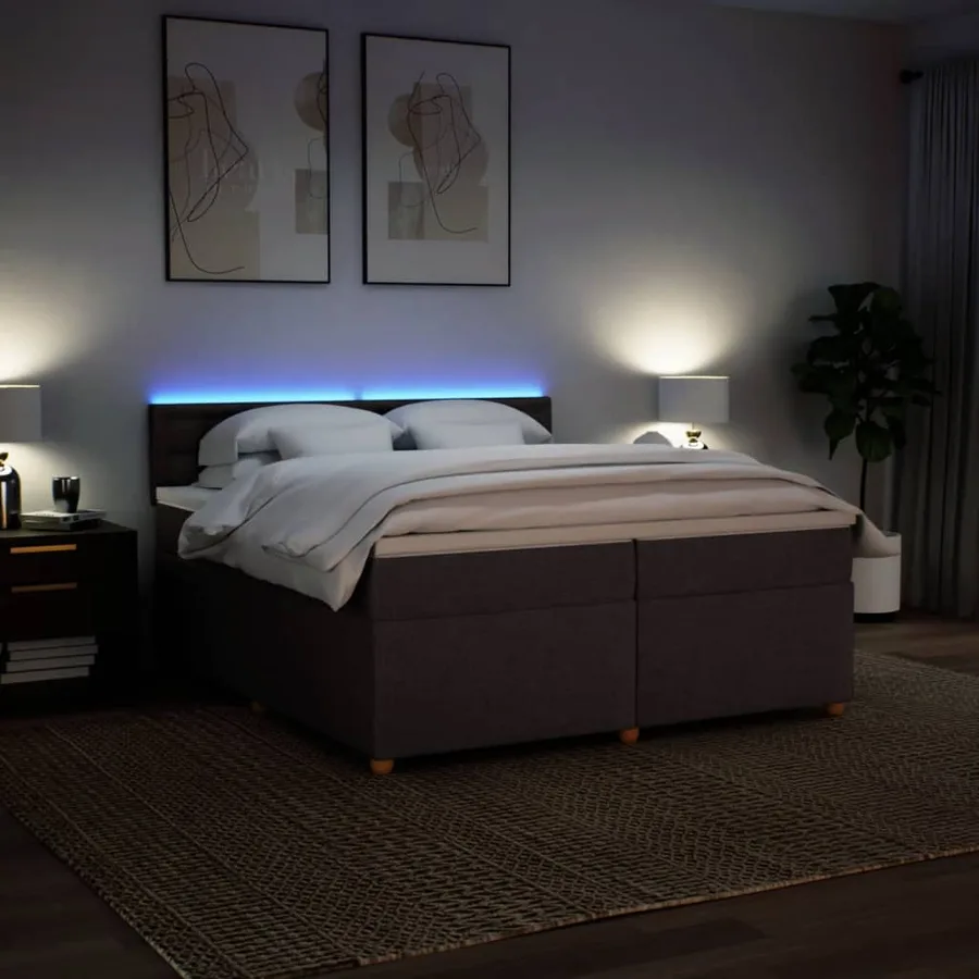Sommier à lattes de lit avec matelas Marron foncé 200x200 cm - 5