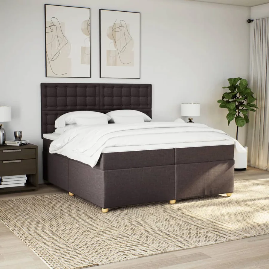 Sommier à lattes de lit avec matelas Marron foncé 200x200 cm - 3