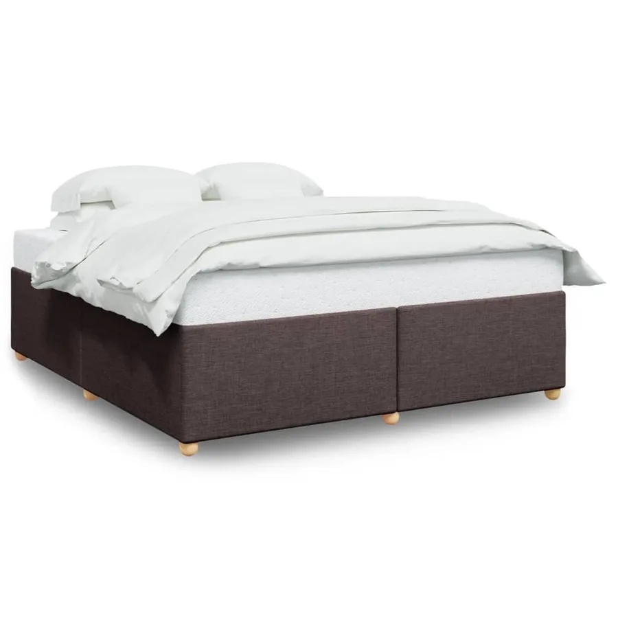 Cadre de lit sans matelas marron foncé 200x200 cm tissu - 2
