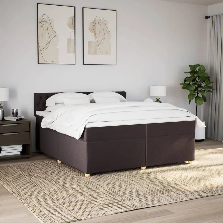 Sommier à lattes de lit avec matelas Marron foncé 200x200 cm - 4