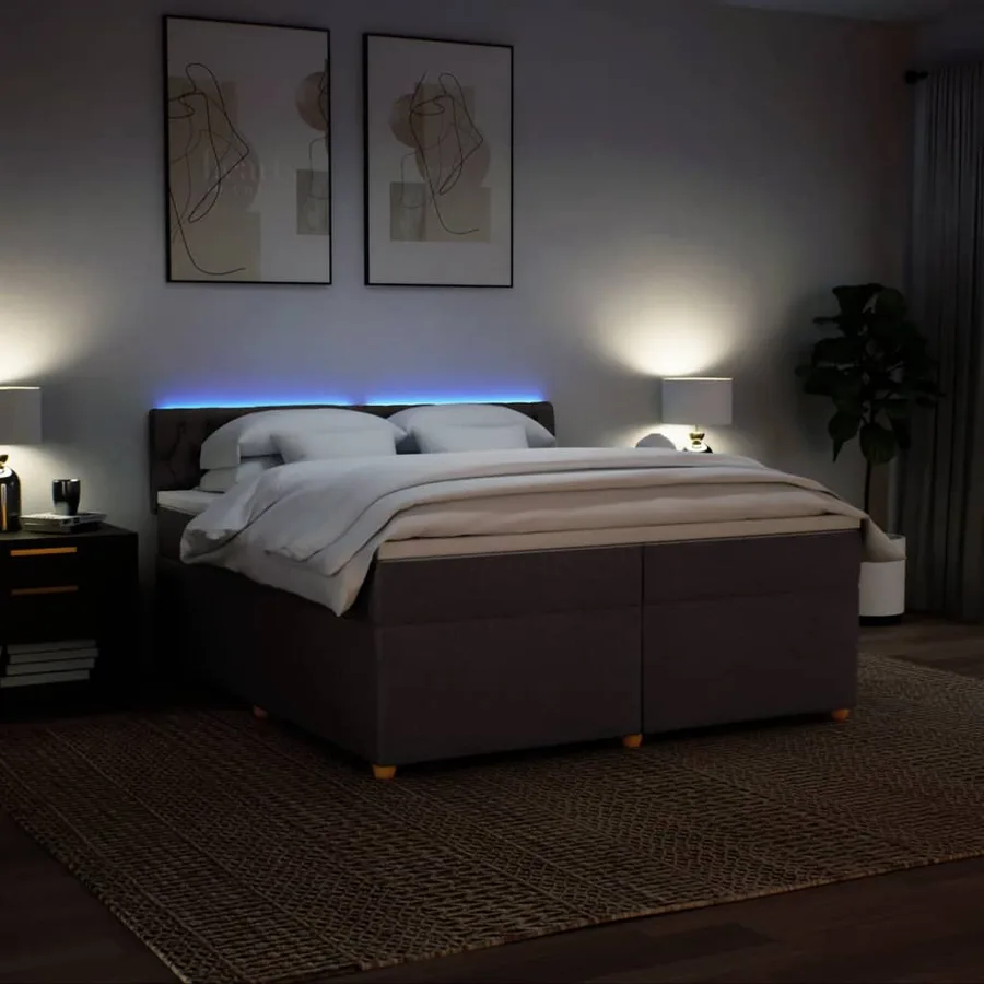 Sommier à lattes de lit avec matelas Marron foncé 200x200 cm - 5
