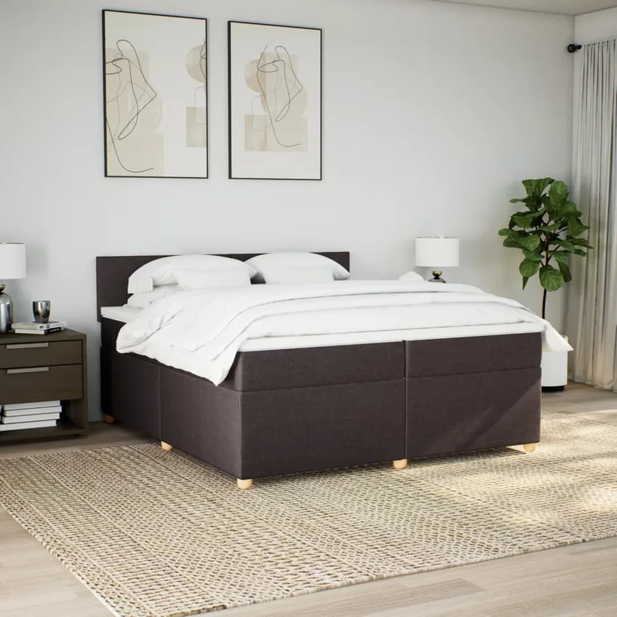 Sommier à lattes de lit avec matelas Marron foncé 200x200 cm - 4