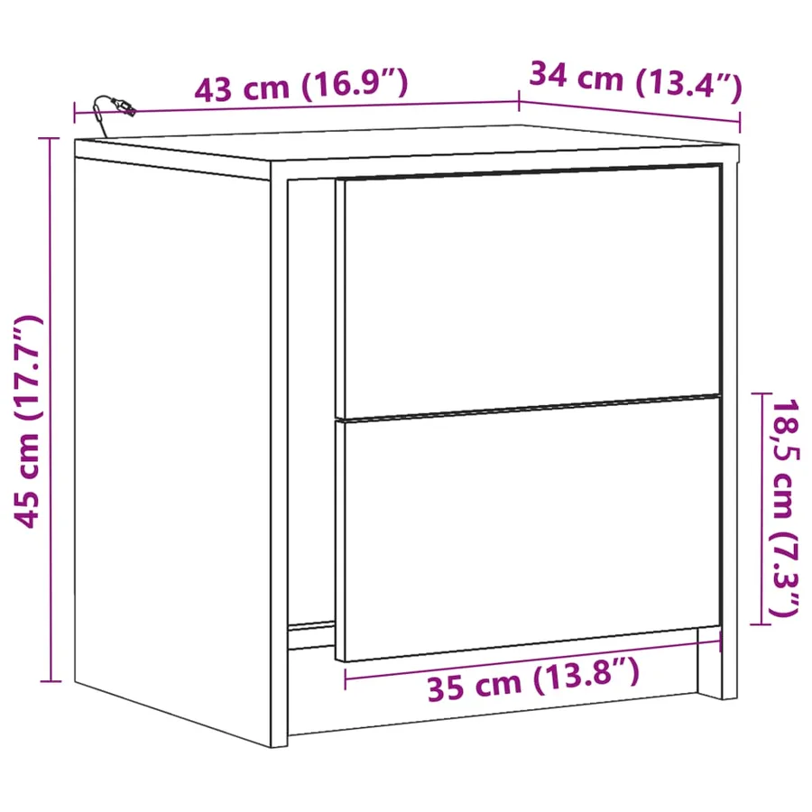 Armoires de chevet et lumières LED 2 pcs chêne marron - 15