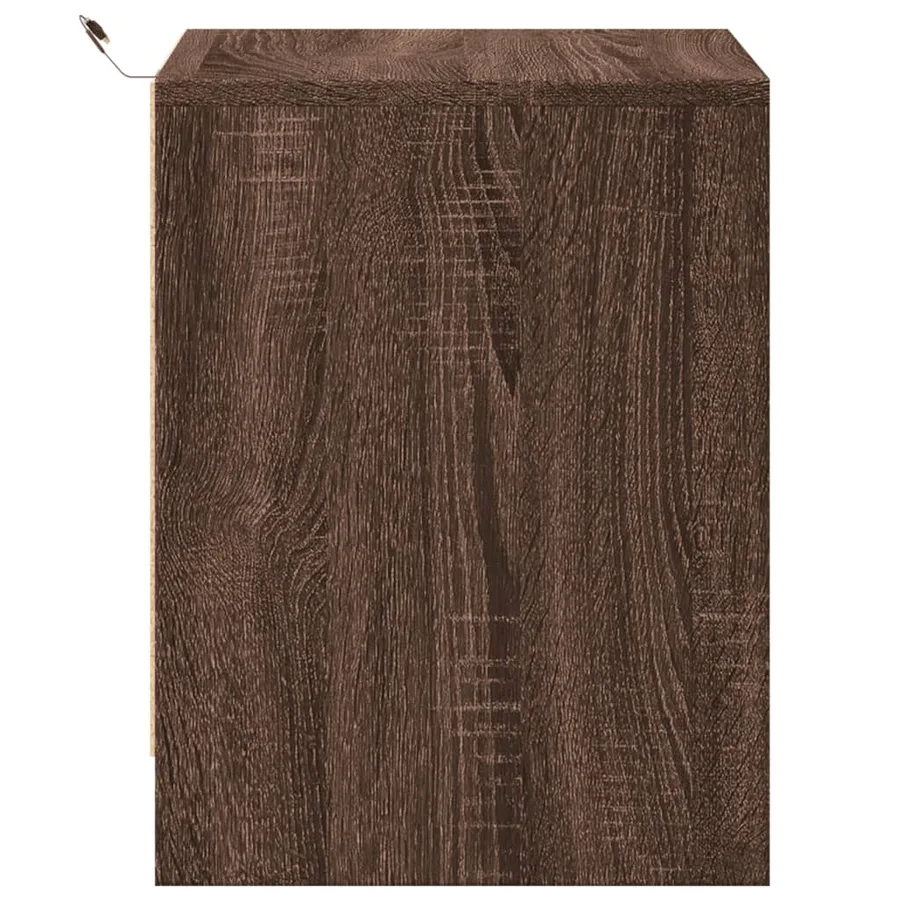 Armoires de chevet et lumières LED 2 pcs chêne marron - 7