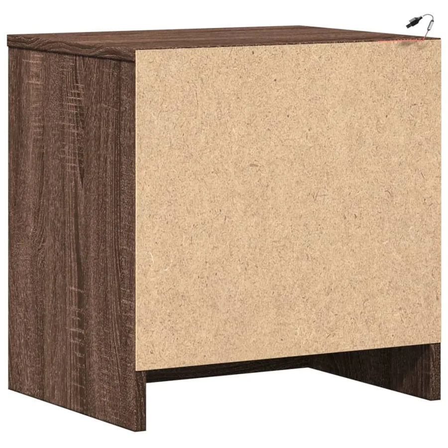 Armoires de chevet et lumières LED 2 pcs chêne marron - 8