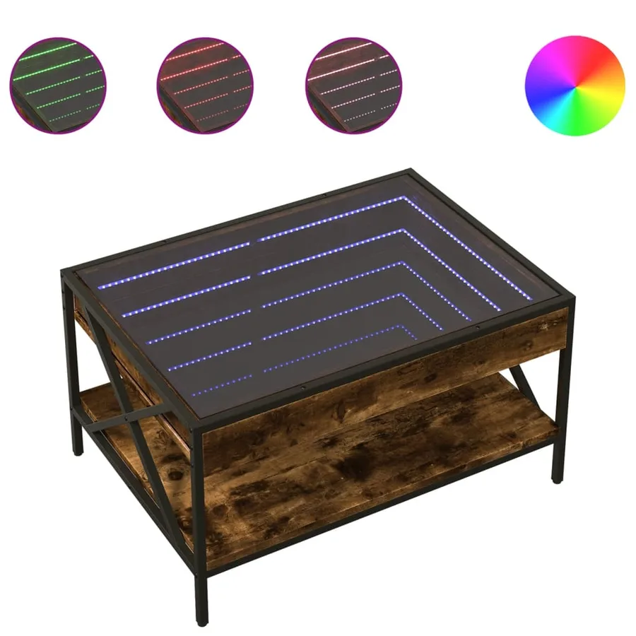 Table basse avec LED Infinity chêne fumé 70x50x38 cm - 2