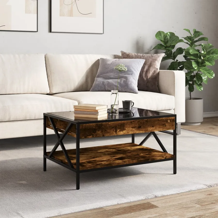 Table basse avec LED Infinity chêne fumé 70x50x38 cm - 4