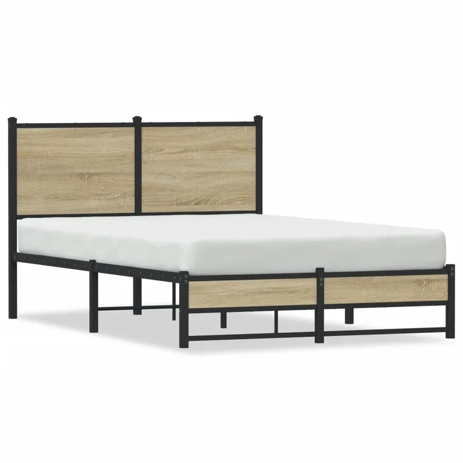 Cadre de lit en métal sans matelas chêne sonoma 120x200 cm - 2