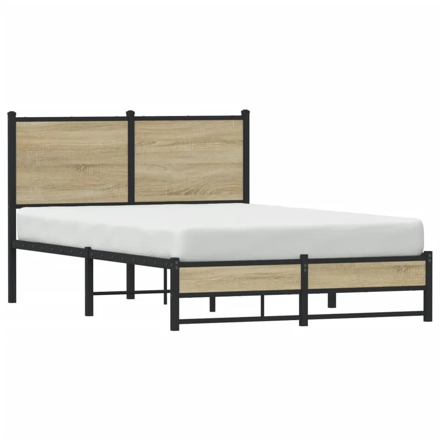 Cadre de lit en métal sans matelas chêne sonoma 120x200 cm - 4
