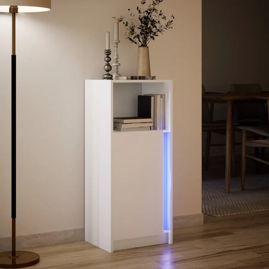 Buffet avec LED blanc 42,5x34x100 cm bois d'ingénierie - 5