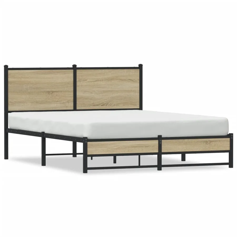 Cadre de lit en métal sans matelas chêne sonoma 140x190 cm - 2