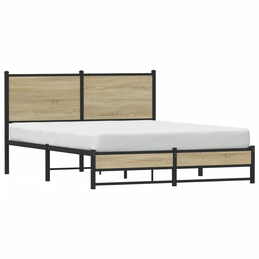 Cadre de lit en métal sans matelas chêne sonoma 140x190 cm - 4